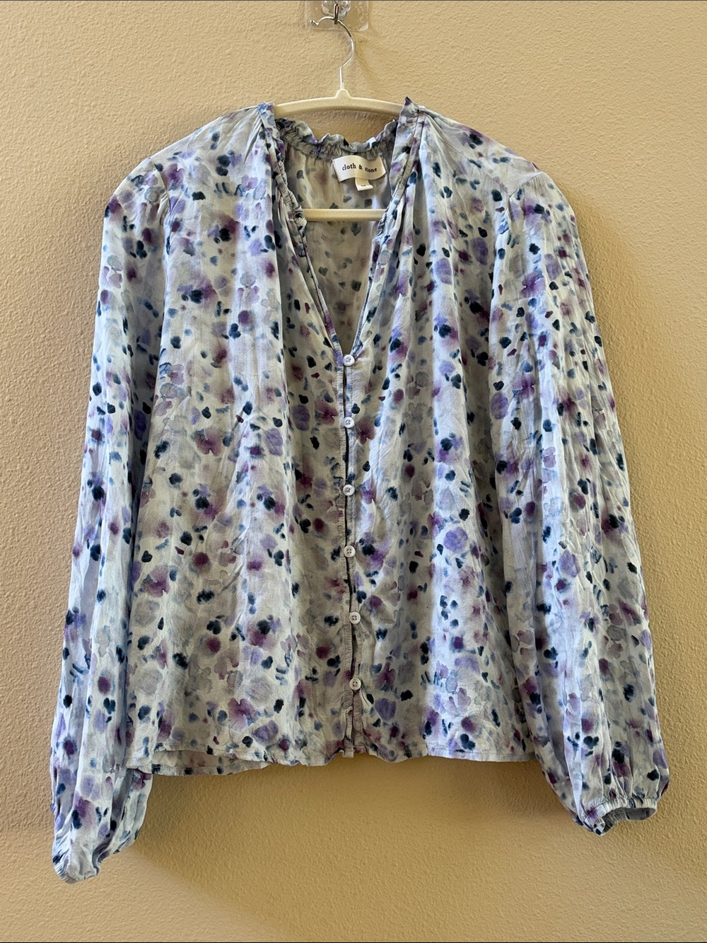 cloth & stone Lavender Floral Button-Front Blouse